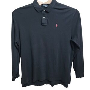 Polo Ralph Lauren Mens XXL Black Long Sleeve Polo Shirt Embroidered‎ Red Pony
